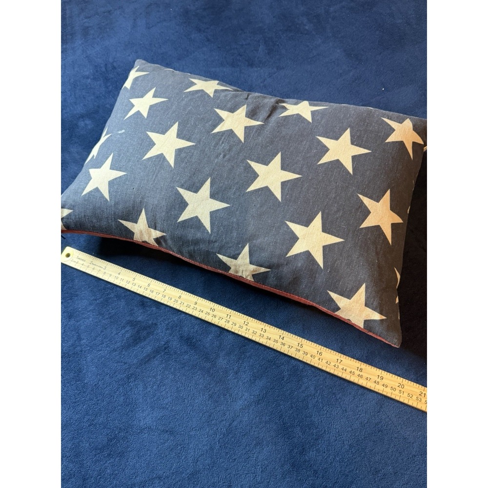Pottery Barn USA Flag Canvas Pillow Case and Feather Down Insert 14x20 Lumbar